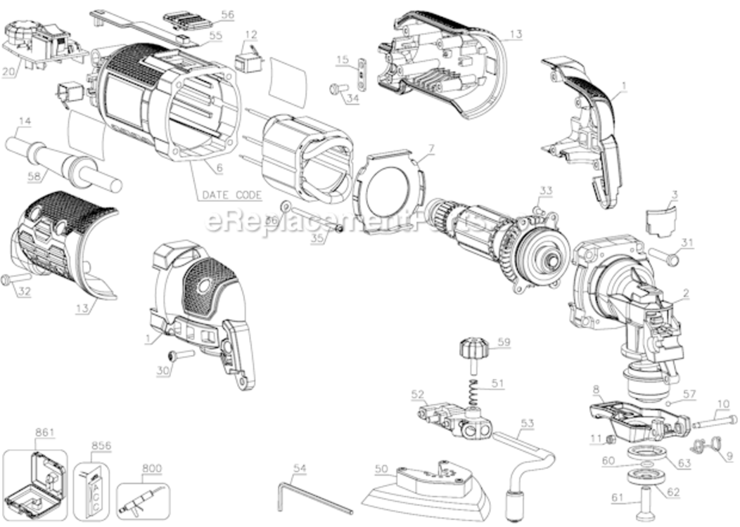 Page A Diagram and Parts List for PCE605K  Porter Cable Multi-Tool
